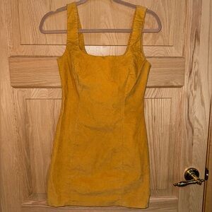 Yellow Corduroy Mini Dress by Sky and Sparrow